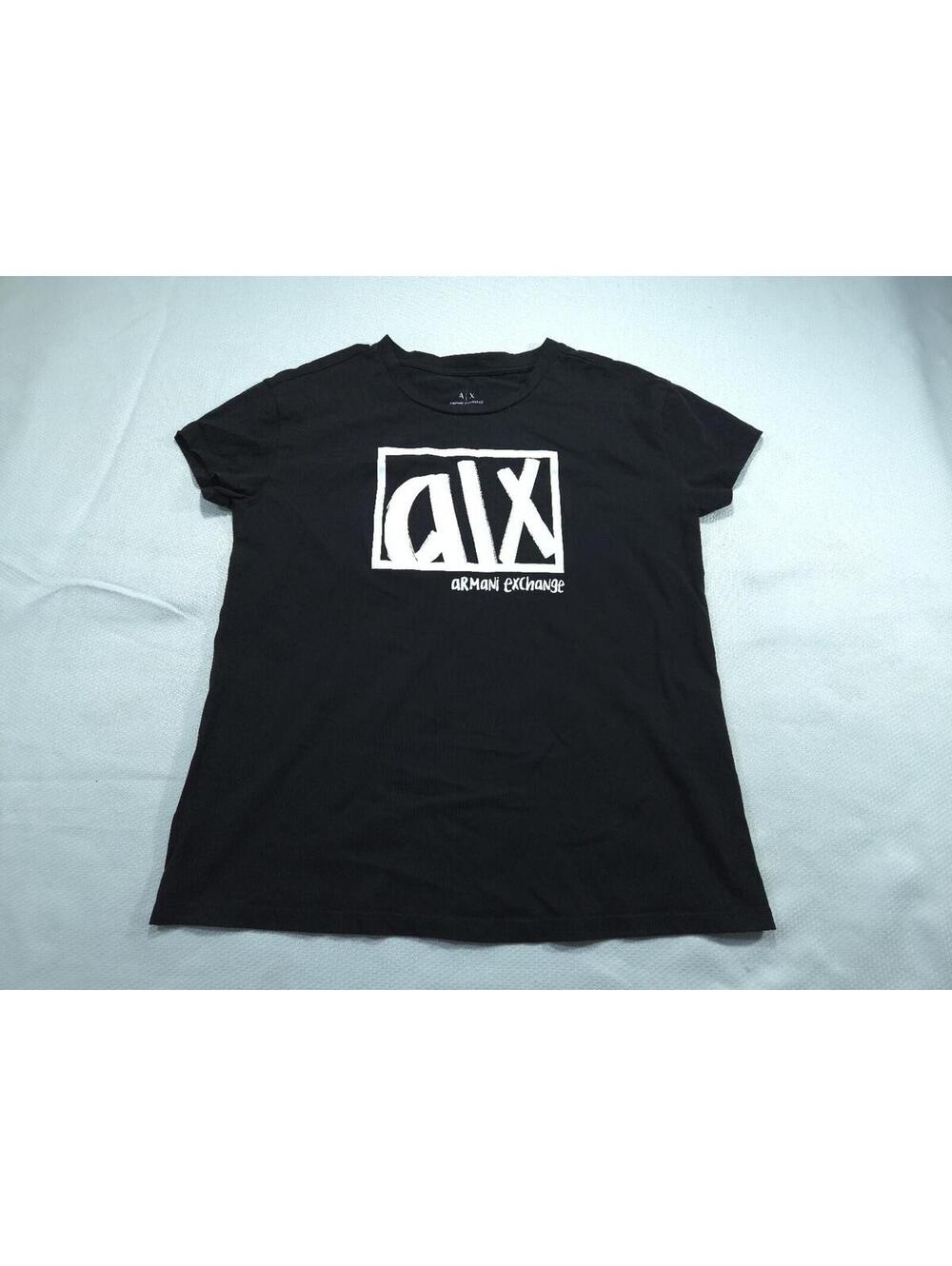 Armani Exchange Womens S Small Black Box Logo Graphic T-Shirt Cotton 6ZYTAV YJ8R